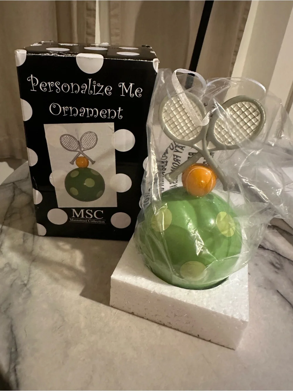 MSC Personalized Green and Red Tennis Ornament & ornament Picture Frame.